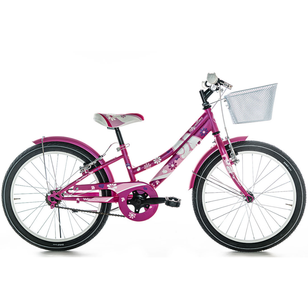 Junior Bike Made in Italy per bambine, dell'azienda Velomarche, modello Papillon 20" 1V, colore fucsia