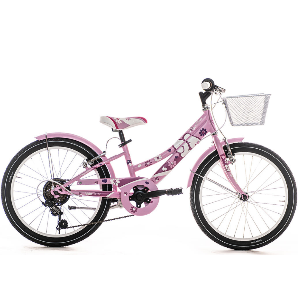 Bicicletta Made in Italy per bambine, dell'azienda Velomarche, modello Papillon, colore rosa