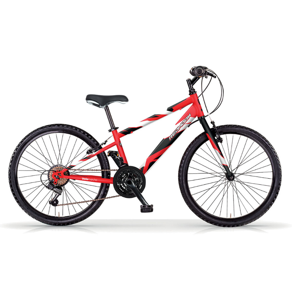Mountain Bike Made in Italy da uomo, dell'azienda Velomarche, modello Red Moon, colore rosso