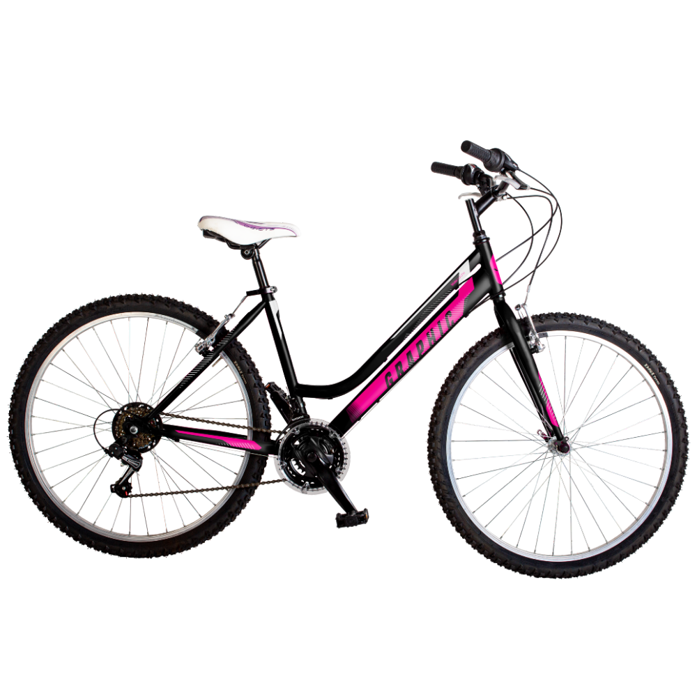 Mountain bike femminile Graphic del marchio italiano Velomarche, di colore nero