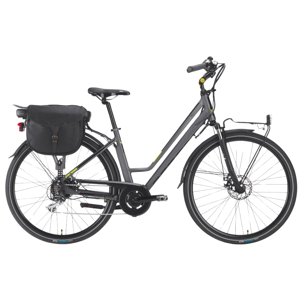 Bicicletta elettrica Made in Italy da donna, modello Perses Lady di World Dimension, colore grigio scuro