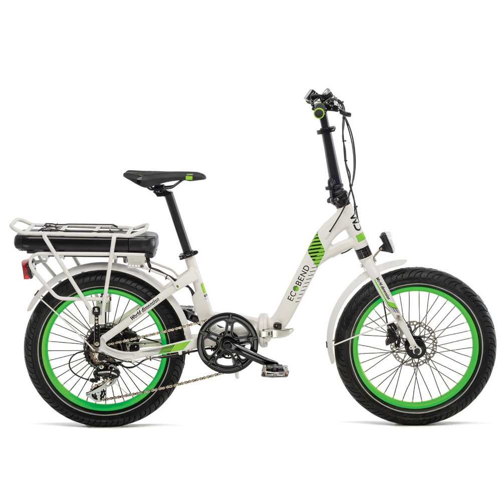 Bicicletta elettrica pieghevole da città, Ecobend Plus del marchio World dimension, di colore bianco
