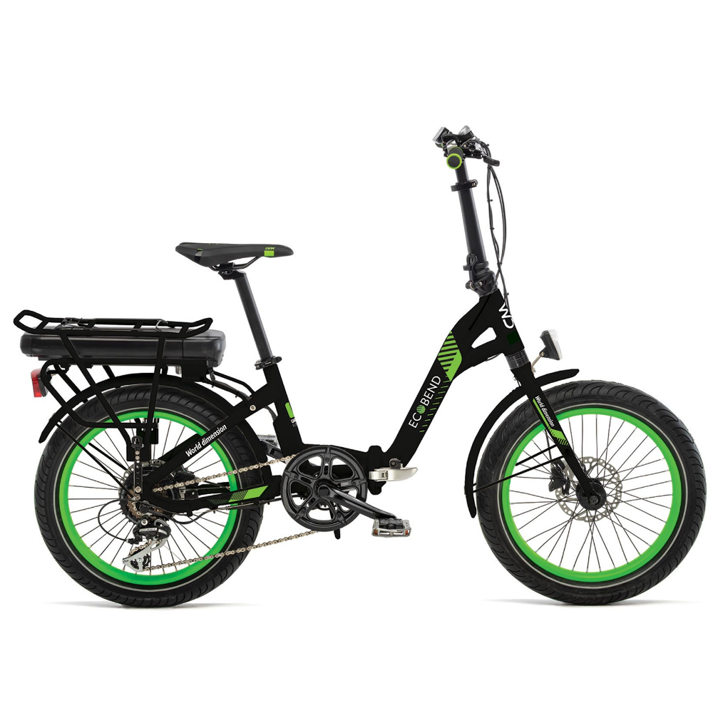 Bicicletta elettrica pieghevole da città, Ecobend Plus del marchio World dimension, di colore nero