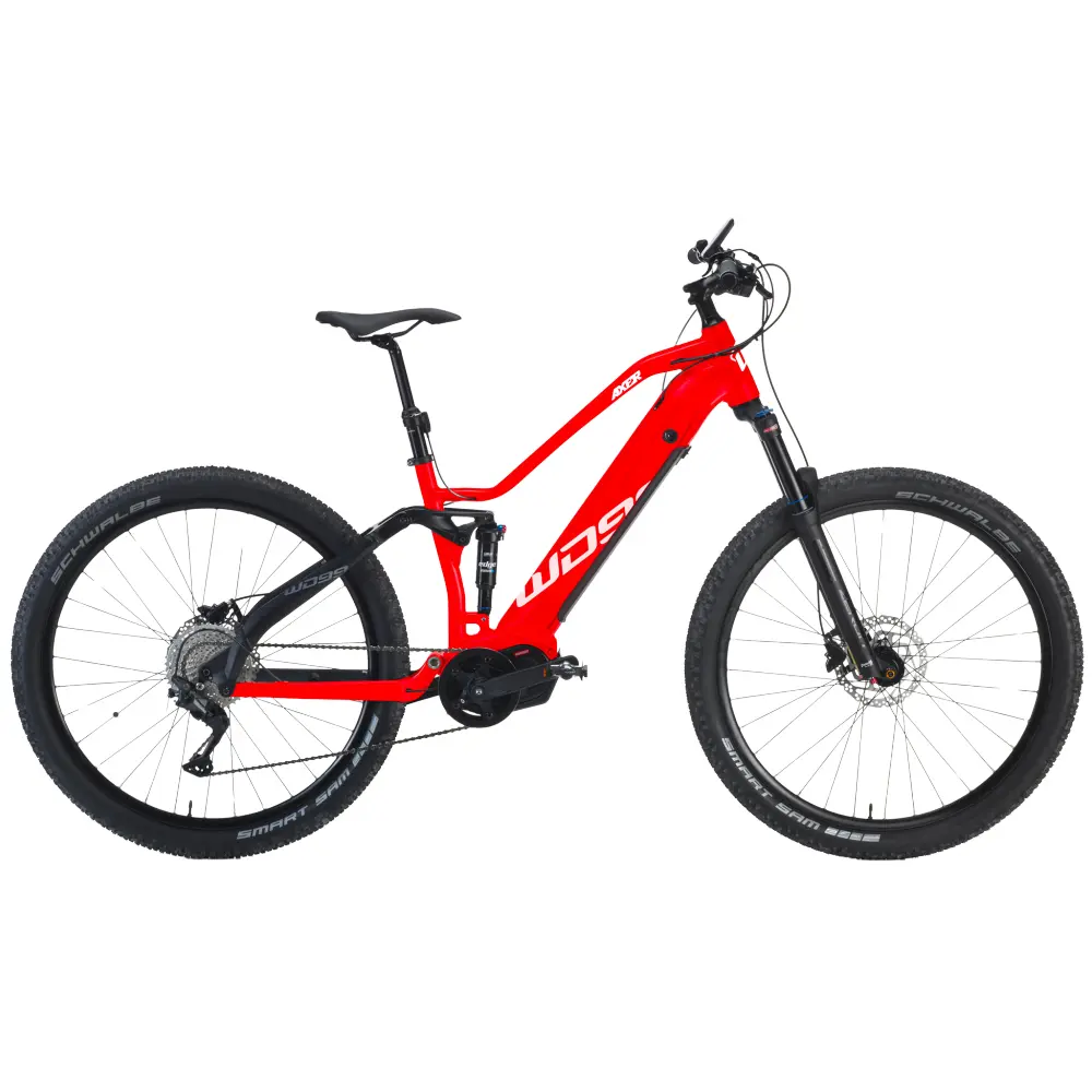 Mountain bike elettrica made in italy del marchio World Dimension modello Axer, colore rosso
