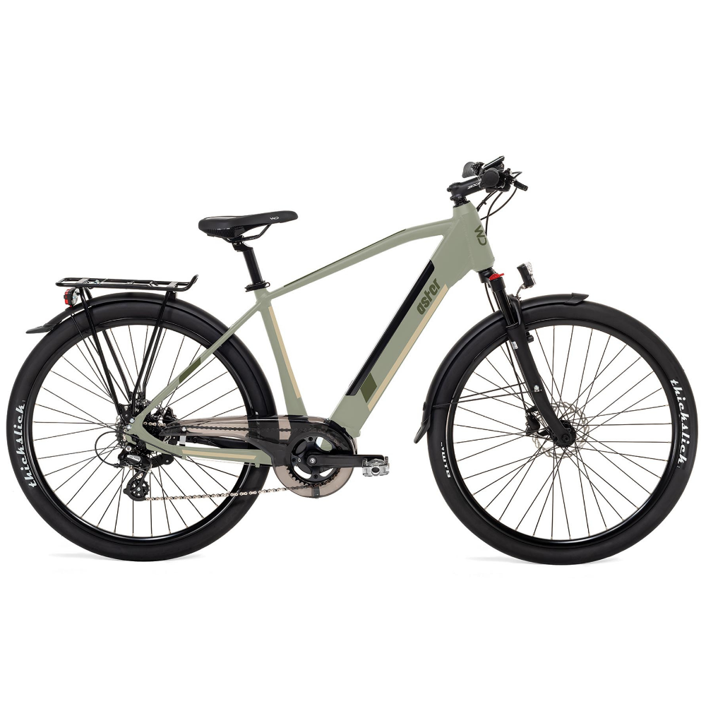 Bicicletta elettrica made in italy con motore centrale, da uomo, modello aster hybrid del marchio world dimension di colore grigio