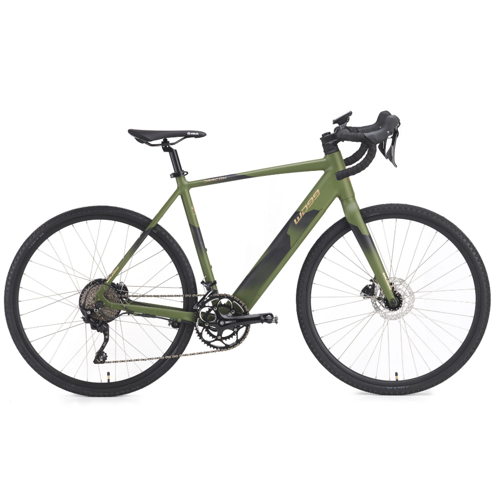 Bicicletta elettrica da viaggio world dimension modello dracon Made in Italy, colore verde militare