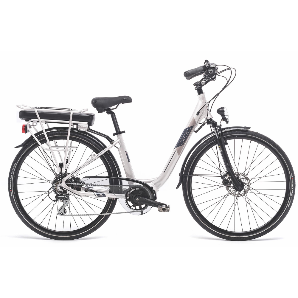 Bicicletta elettrica da città Made in Italy da donna, modello Glow del marchio World dimension, colore bianco